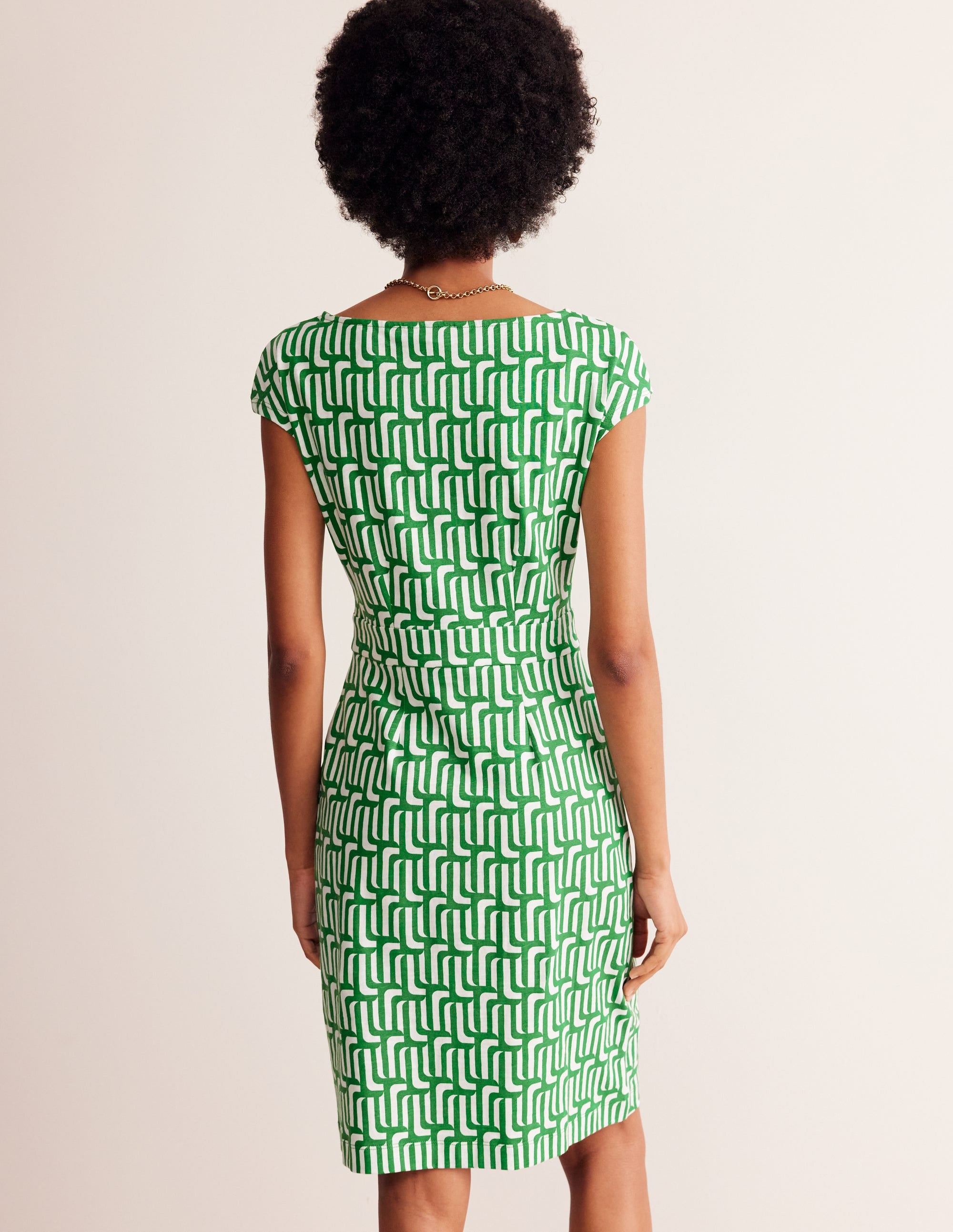 Robe Florrie en jersey-Émeraude profond, motif Falling Geo - Image 3
