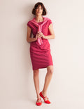Florrie Jerseykleid-Rouge-Rot, Flieder gestreift