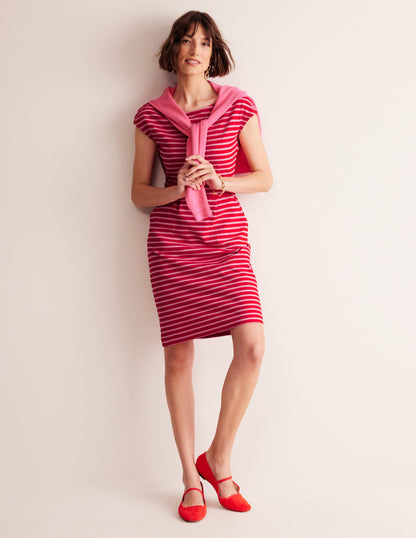 Florrie Jerseykleid-Rouge-Rot, Flieder gestreift