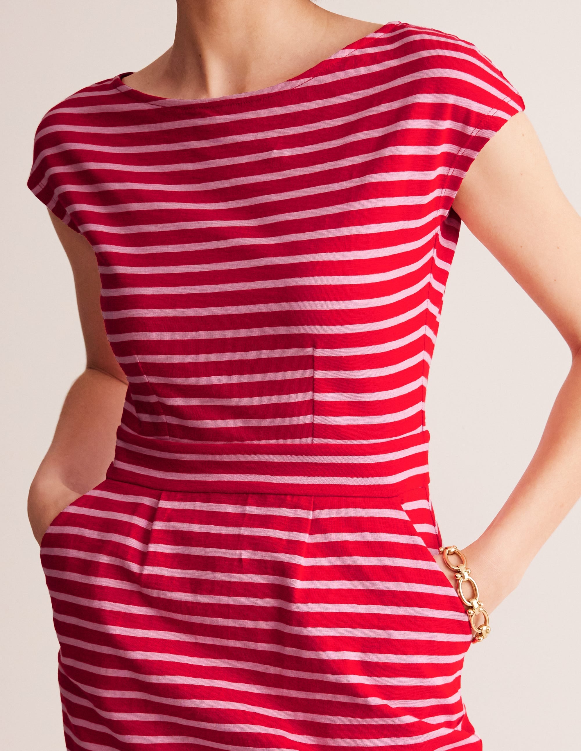 Florrie Jerseykleid-Rouge-Rot, Flieder gestreift - Image 2
