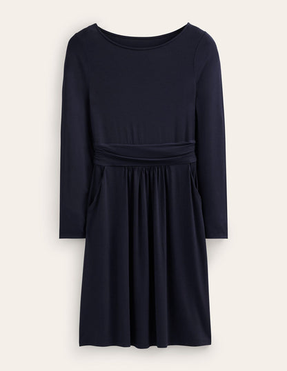 Amelie Long Sleeve Dress-Navy