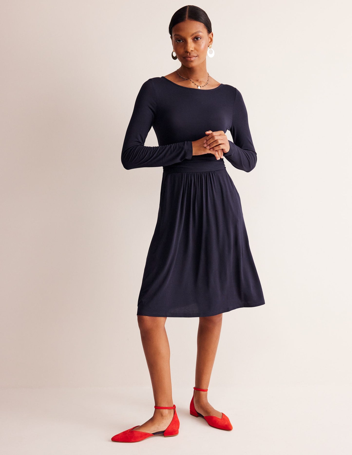 Amelie Long Sleeve Dress-Navy