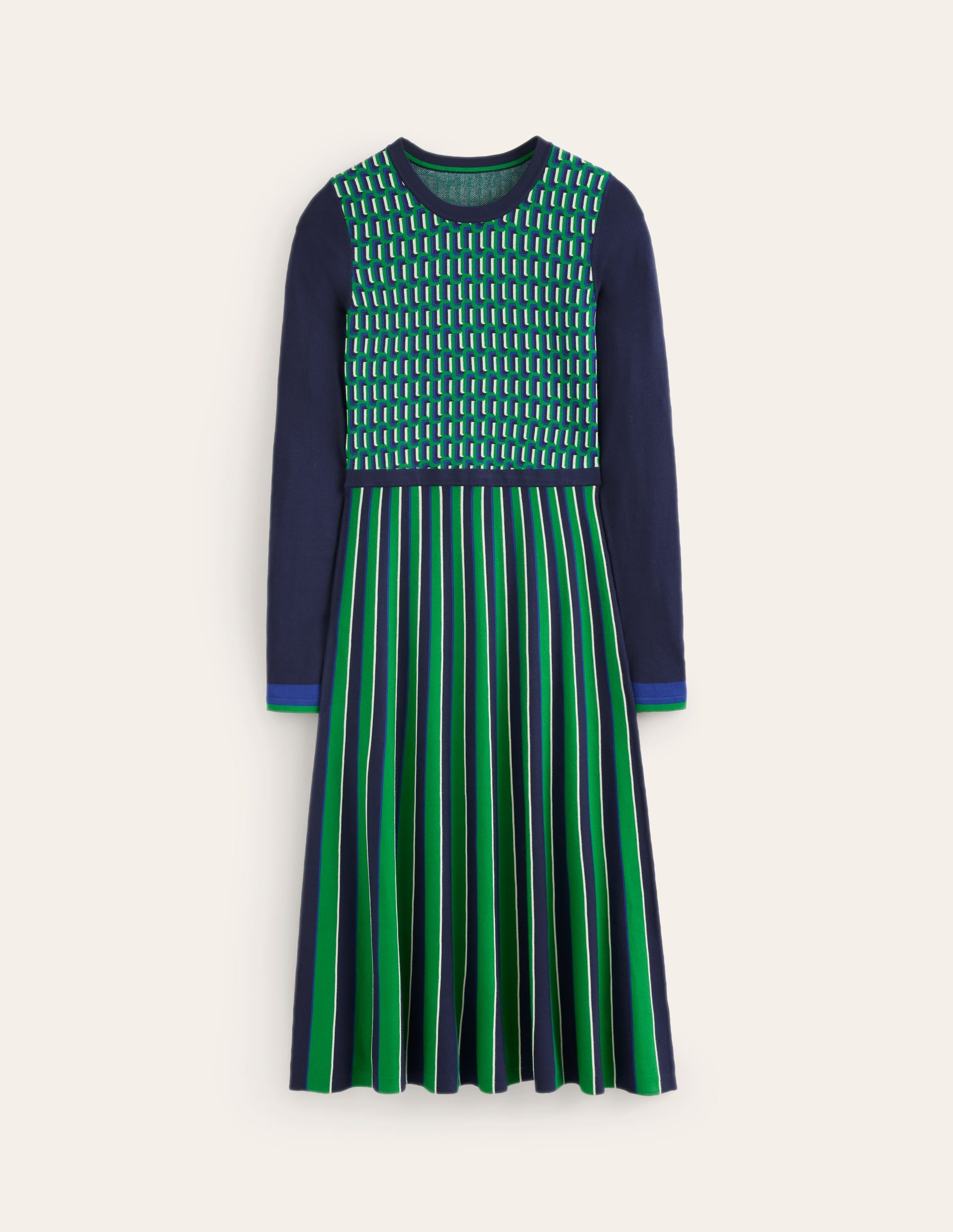 Maria Jacquard-Strickkleid-Sattes Smaragdgrün, Jacquard - Image 6
