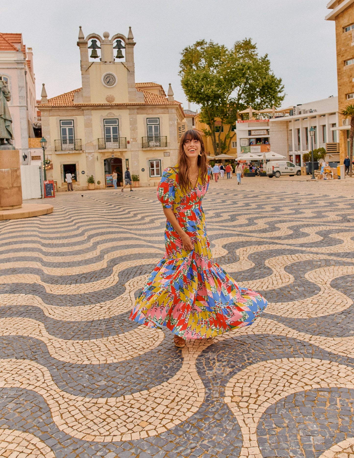 Bella Maxikleid mit Puffärmeln-Bunt, Patchwork Blumenmuster