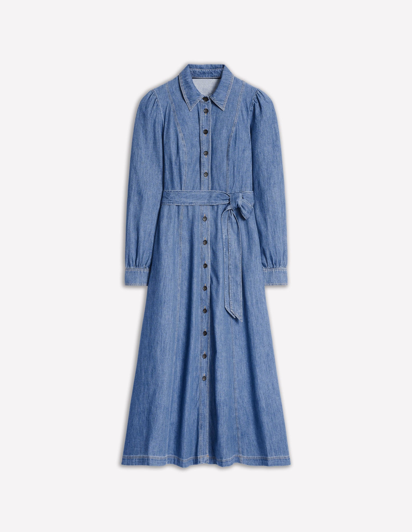 Aubrey Midi-Hemdblusenkleid aus Denim-Helles Vintageblau