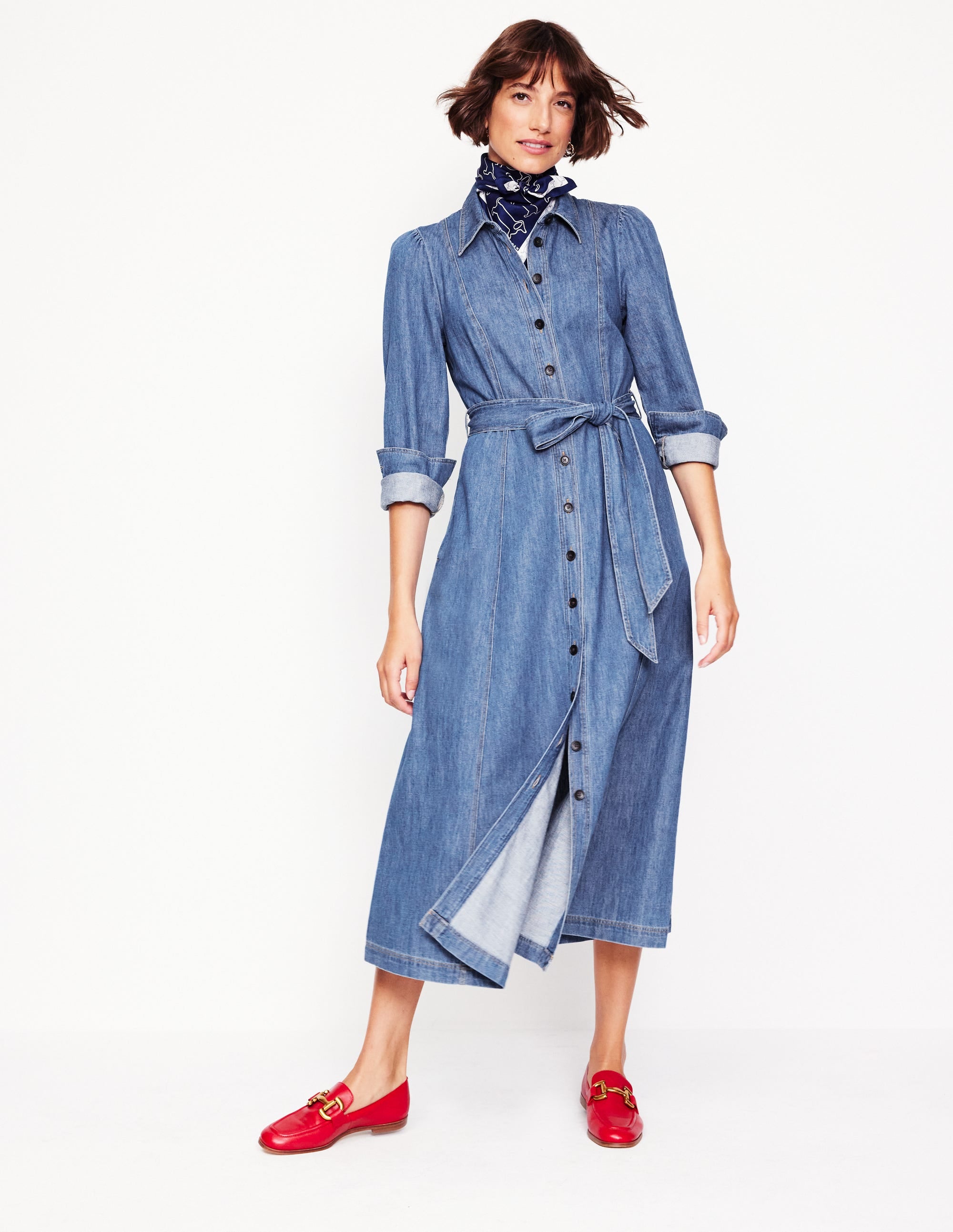 Aubrey Midi-Hemdblusenkleid aus Denim-Helles Vintageblau - Image 1