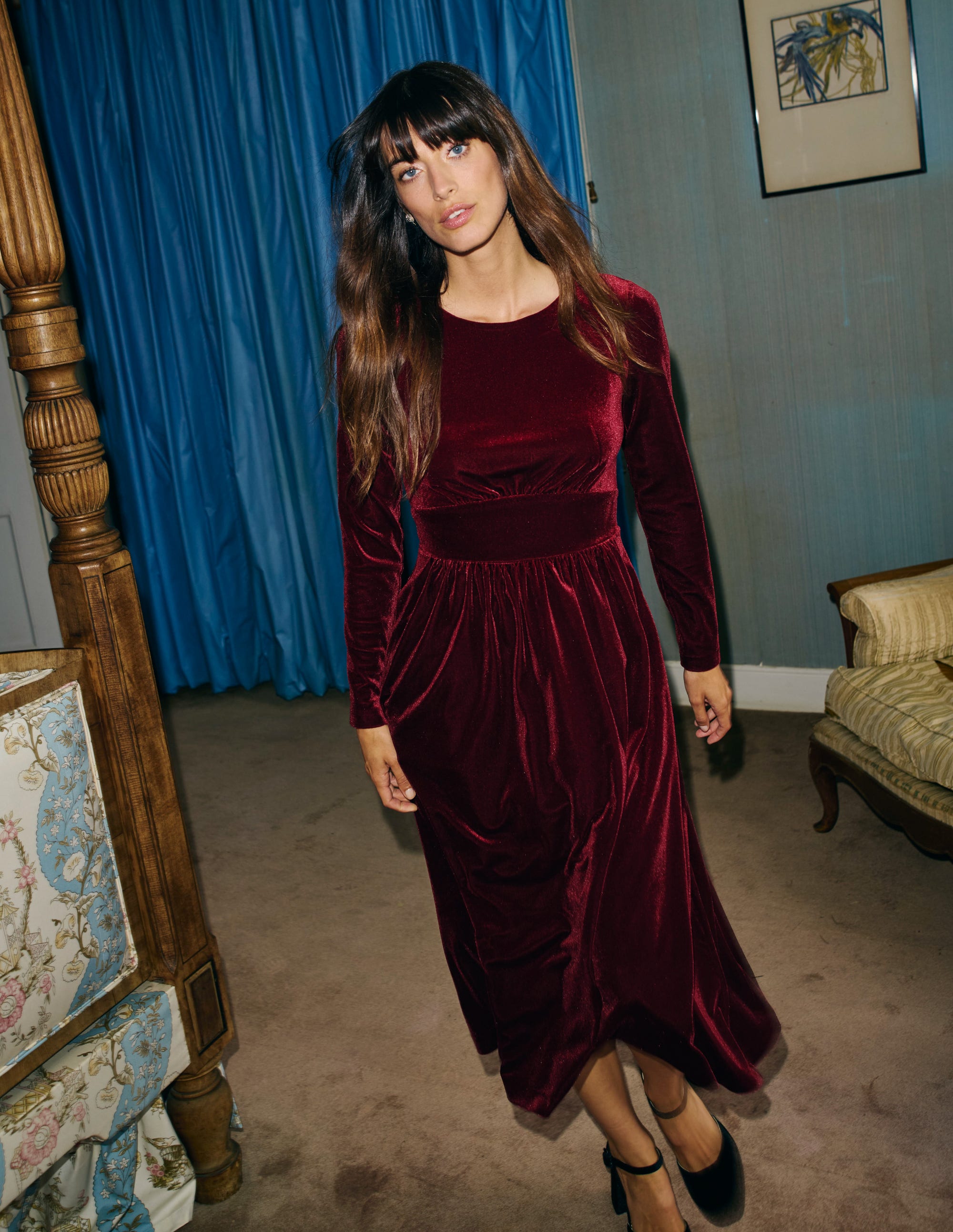 Thea Midikleid aus Samt-Beatnik Red/Dark Burgundy - Image 5