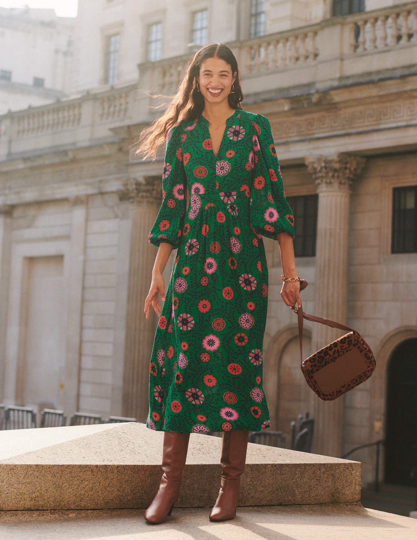 Zoe Midikleid mit Verzierung-Smaragdgrün, Wiesenrebe