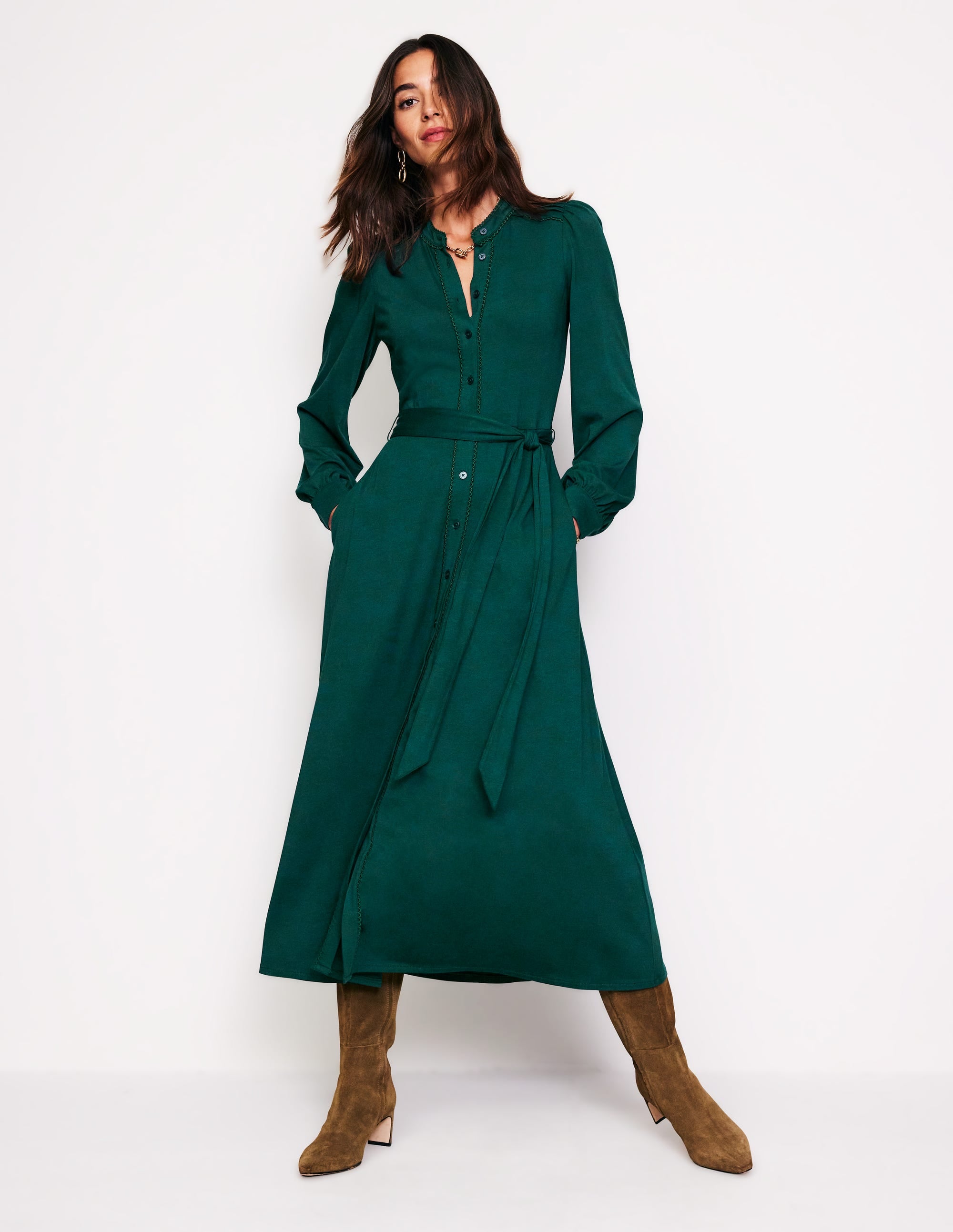 Robe-chemise Rowena en jersey-Vert - Image 2