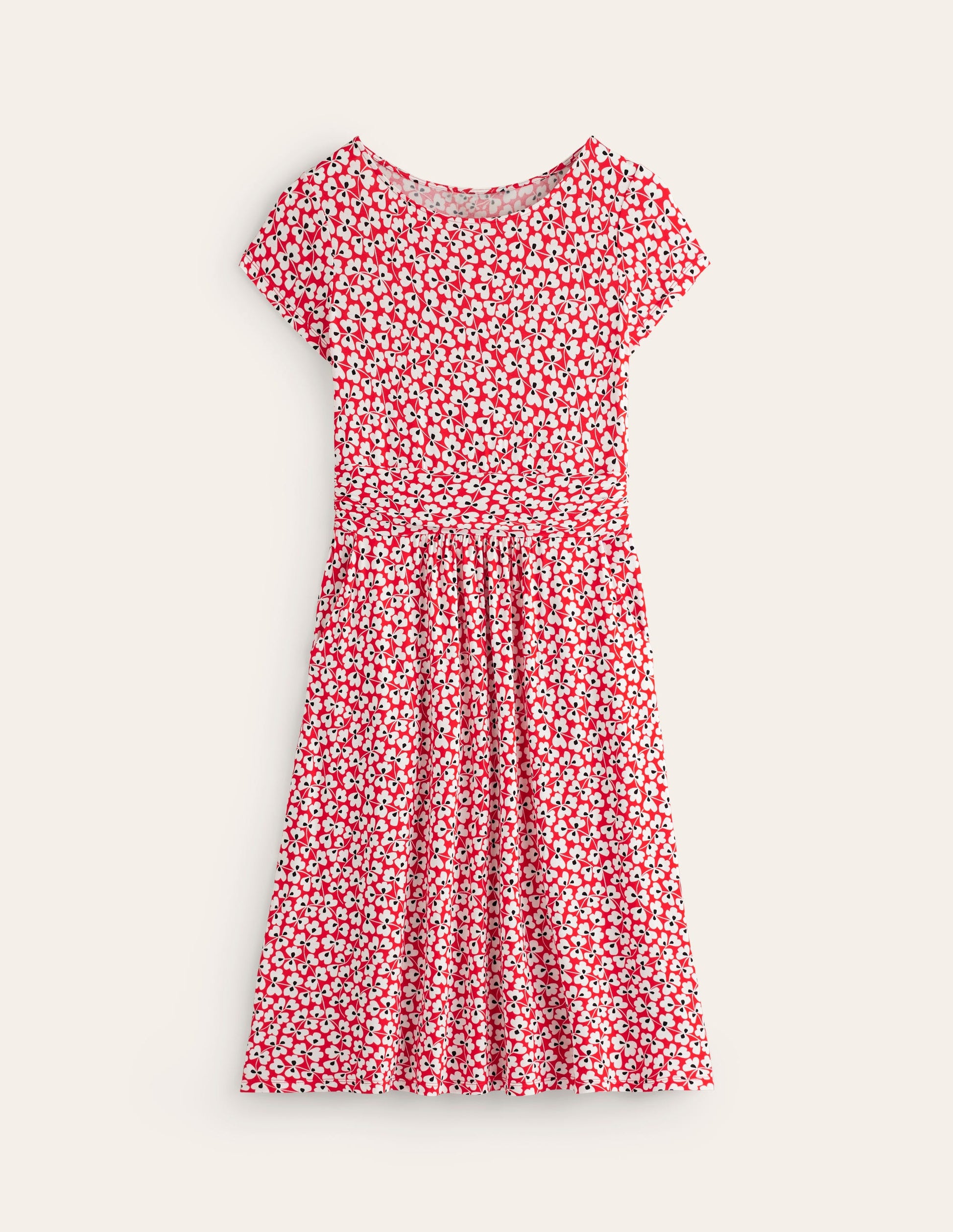Amelie Jerseykleid-Rouge-Rot, Kleeblattwirbel-5
