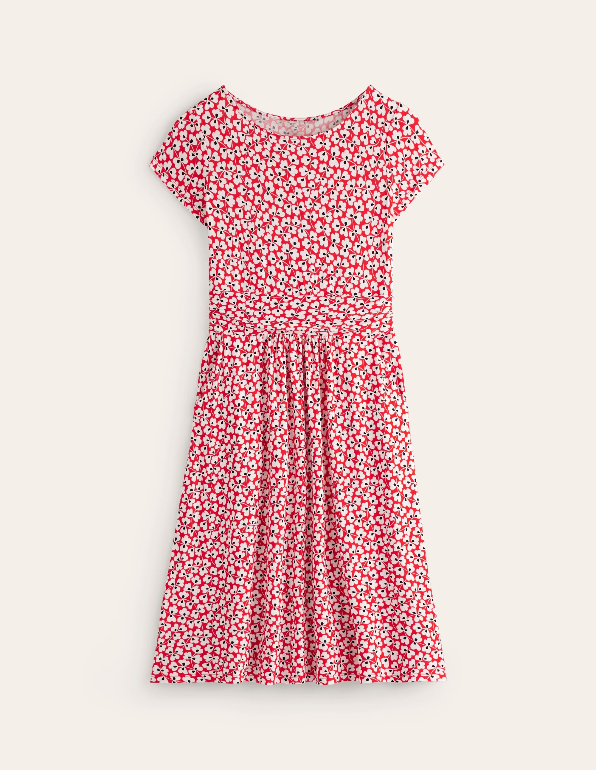 Robe Amelie en jersey-Rouge, motif Clover Whirl - Image 5
