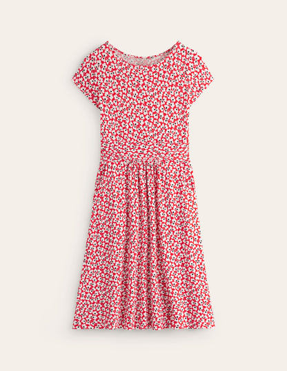 Amelie Jerseykleid-Rouge-Rot, Kleeblattwirbel-5