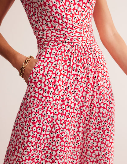 Amelie Jerseykleid-Rouge-Rot, Kleeblattwirbel-2