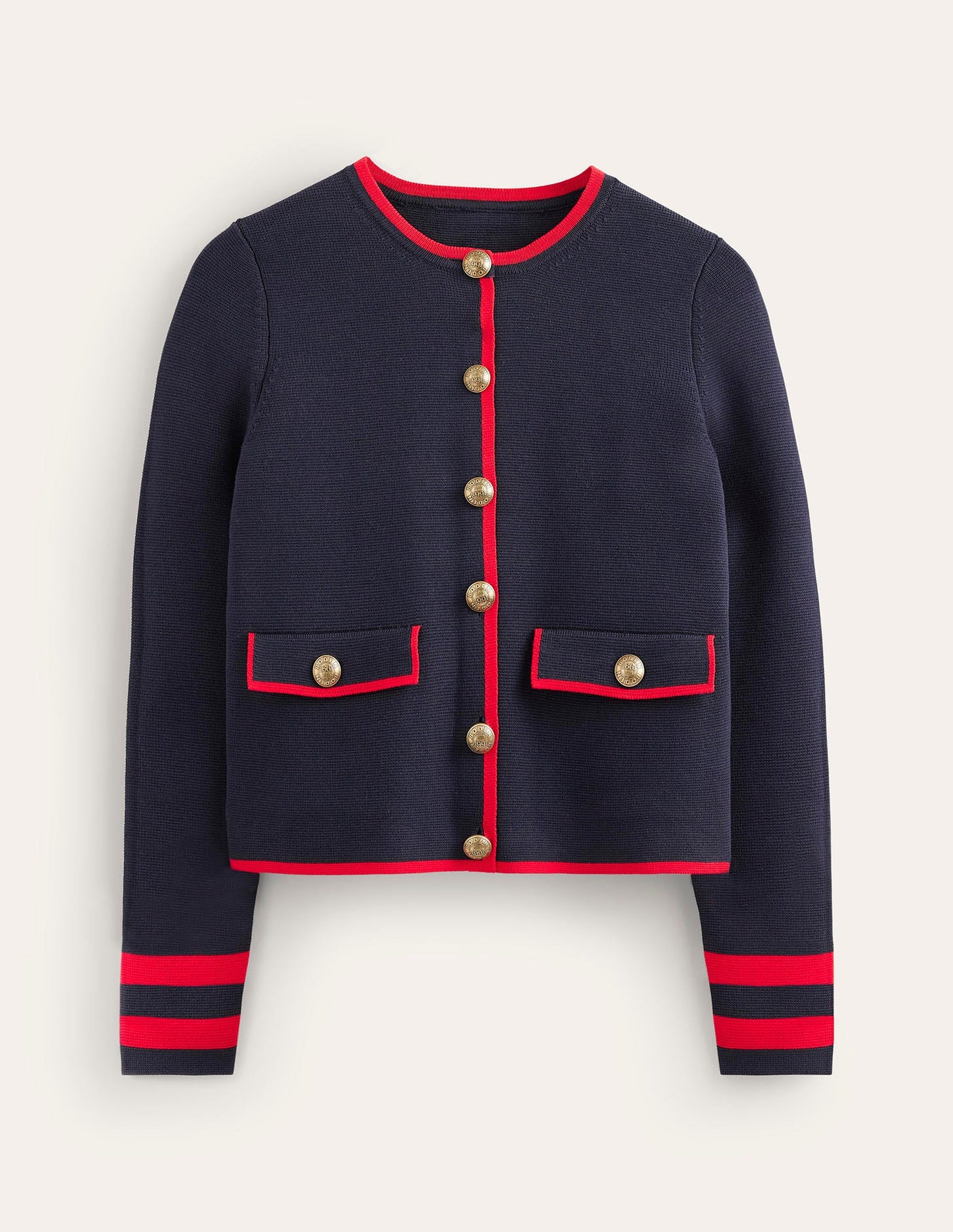 Holly Knitted Jacket-Navy, Rouge Red