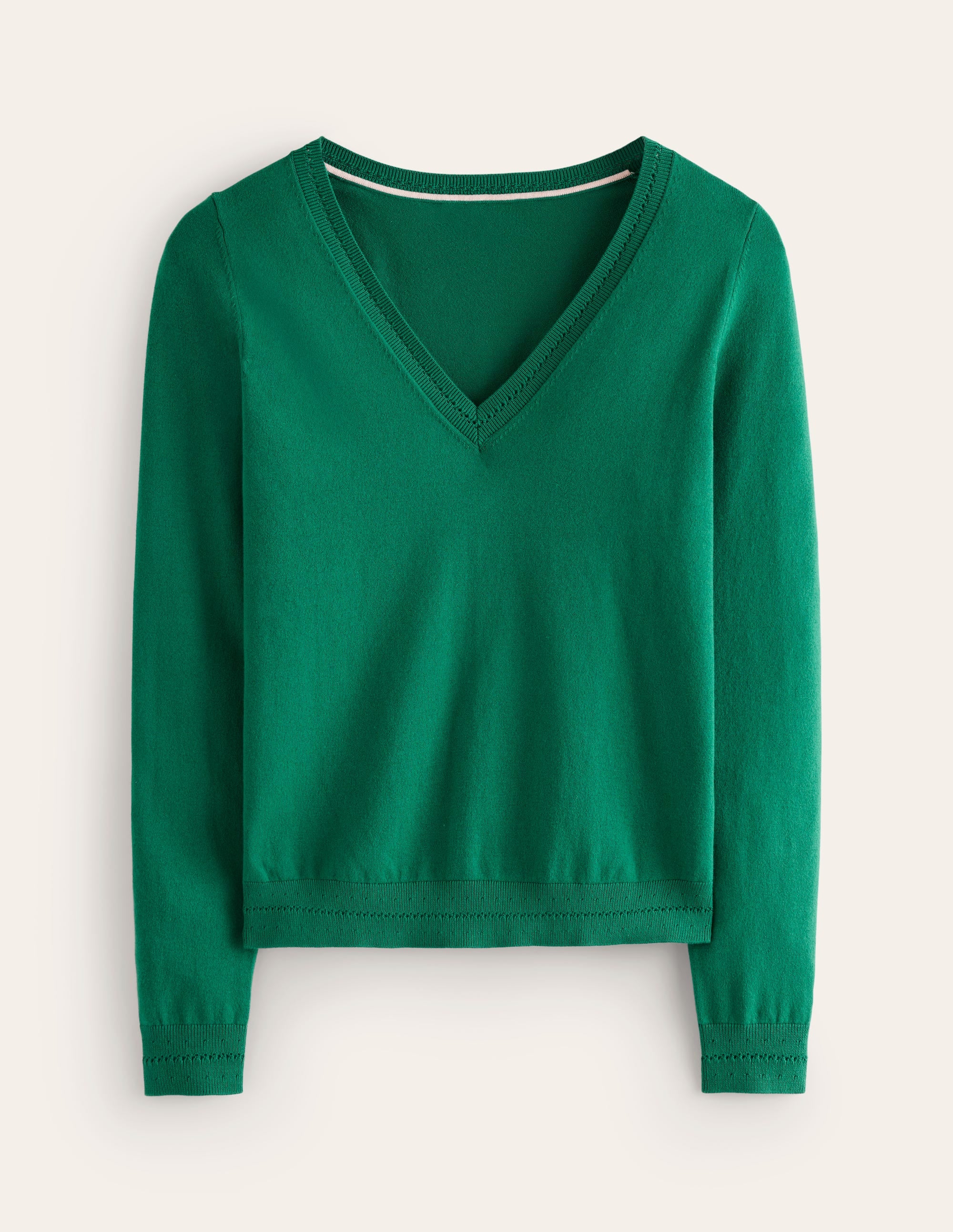 Pull Catriona col V en coton-Vert malachite - Image 5