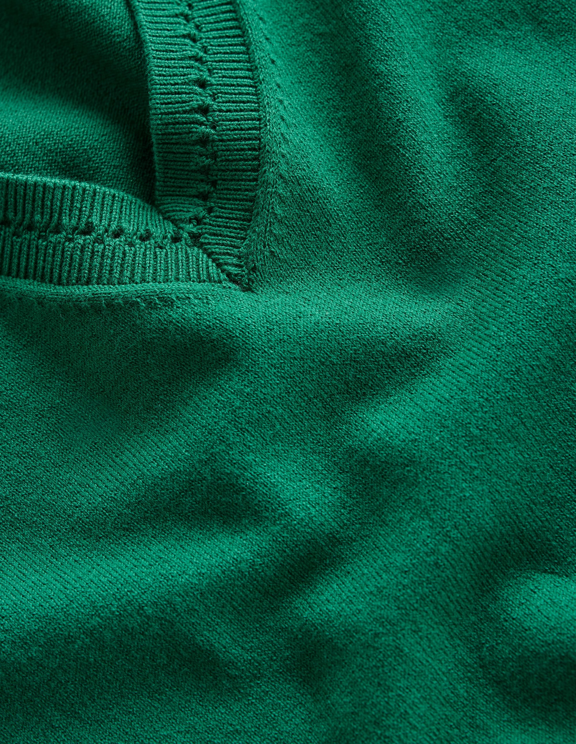 Pull Catriona col V en coton-Vert malachite - Image 6