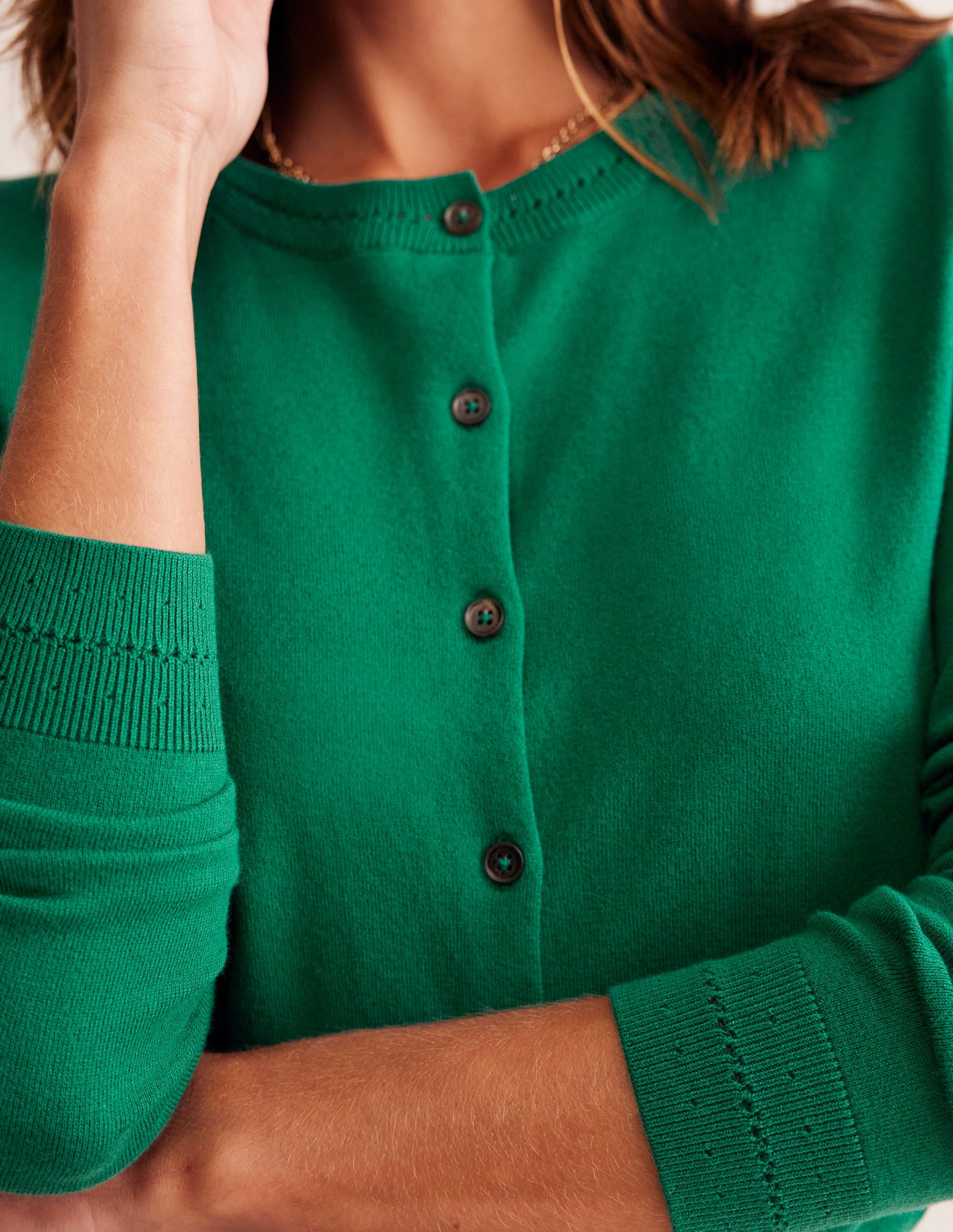 Cardigan Catriona en coton-Vert malachite - Image 2