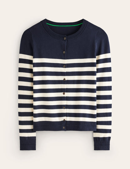 Catriona Cardigan aus Baumwolle-Französisches Navy/Naturweiß, Gestreift