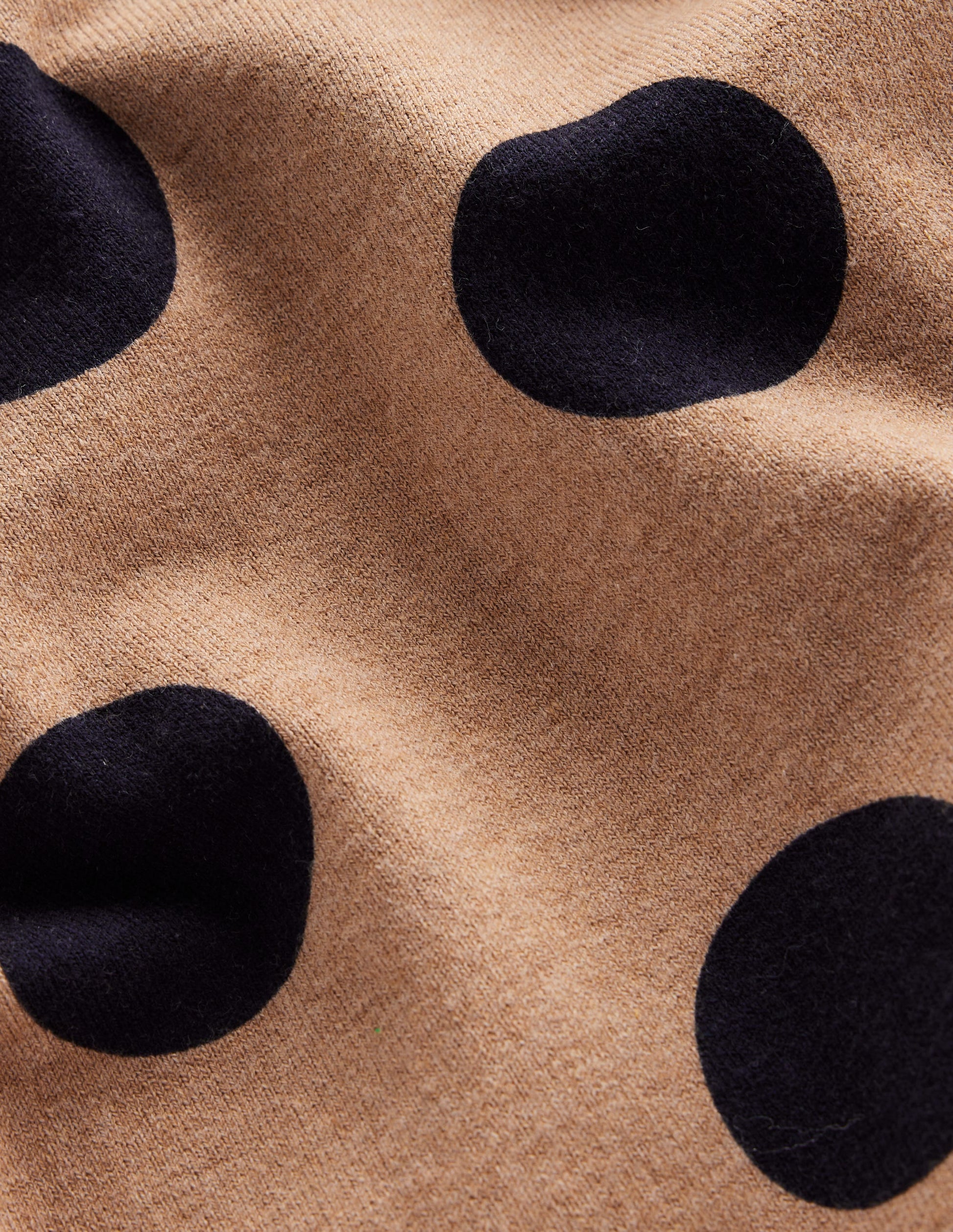 Pull Catriona col rond en coton-Camel chiné, pois abstraits-8