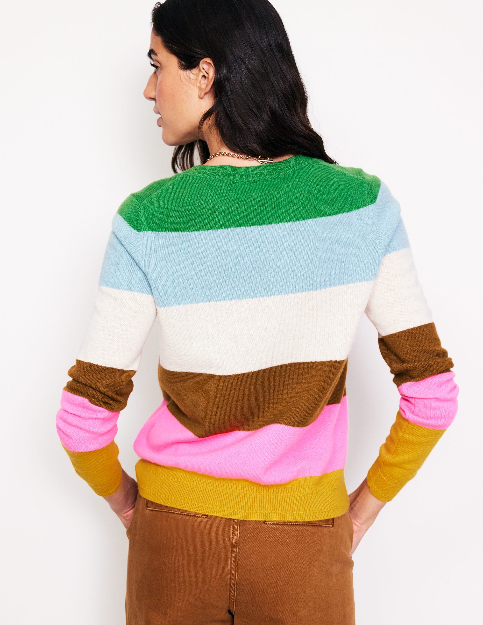 Pull Eva col rond en cachemire-Multi, arc-en-ciel - Image 3