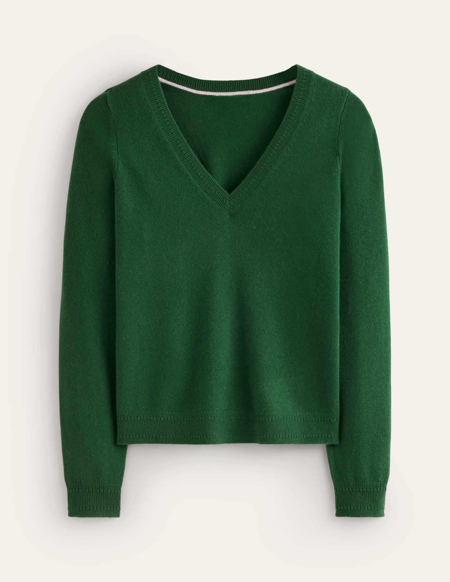 Eva Cashmere V-neck Jumper-Pine Green