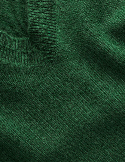Eva Cashmere V-neck Jumper-Pine Green-6