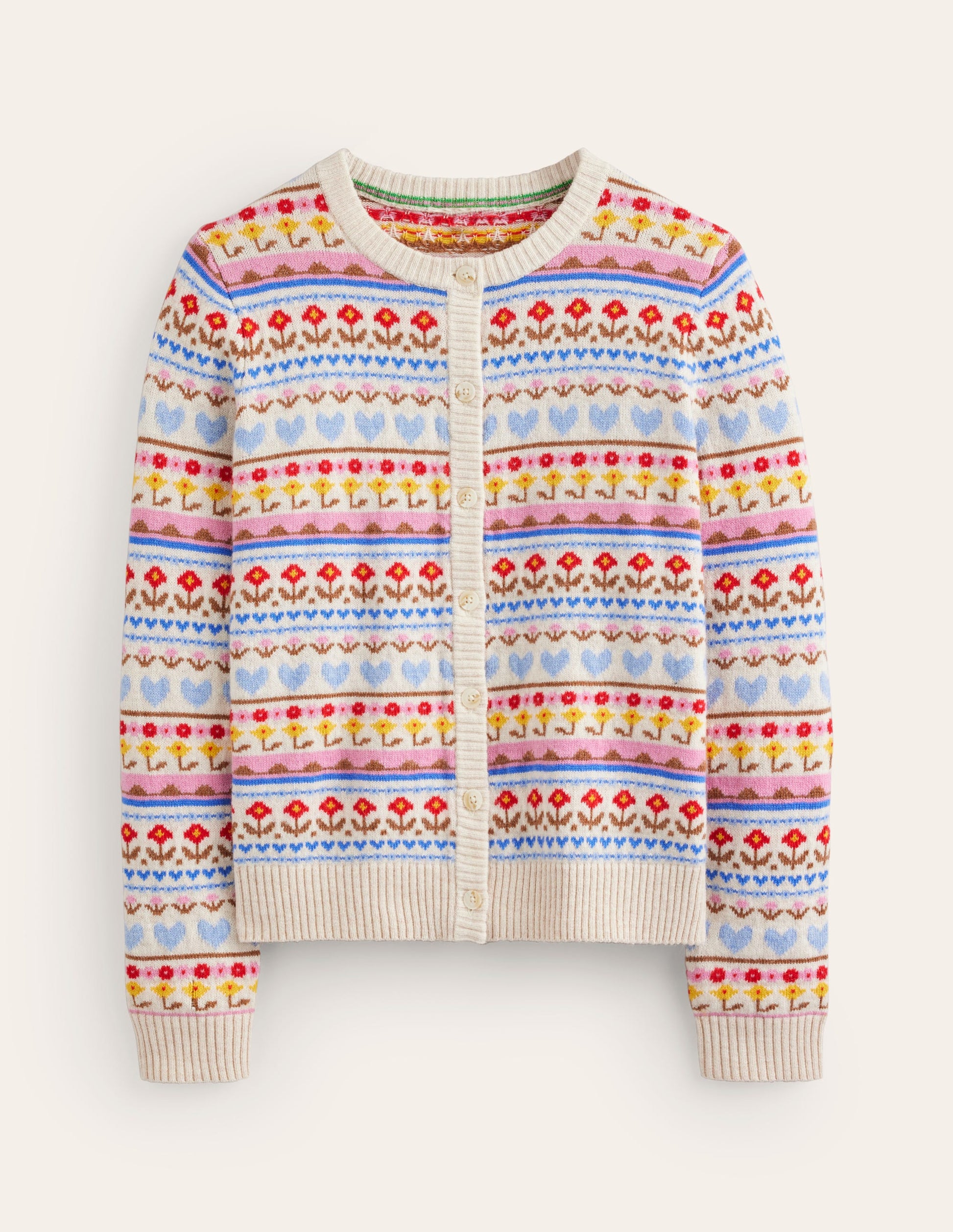 Edie Fair-Isle-Strickjacke-Haferflocken Meliert, Herzblume-9
