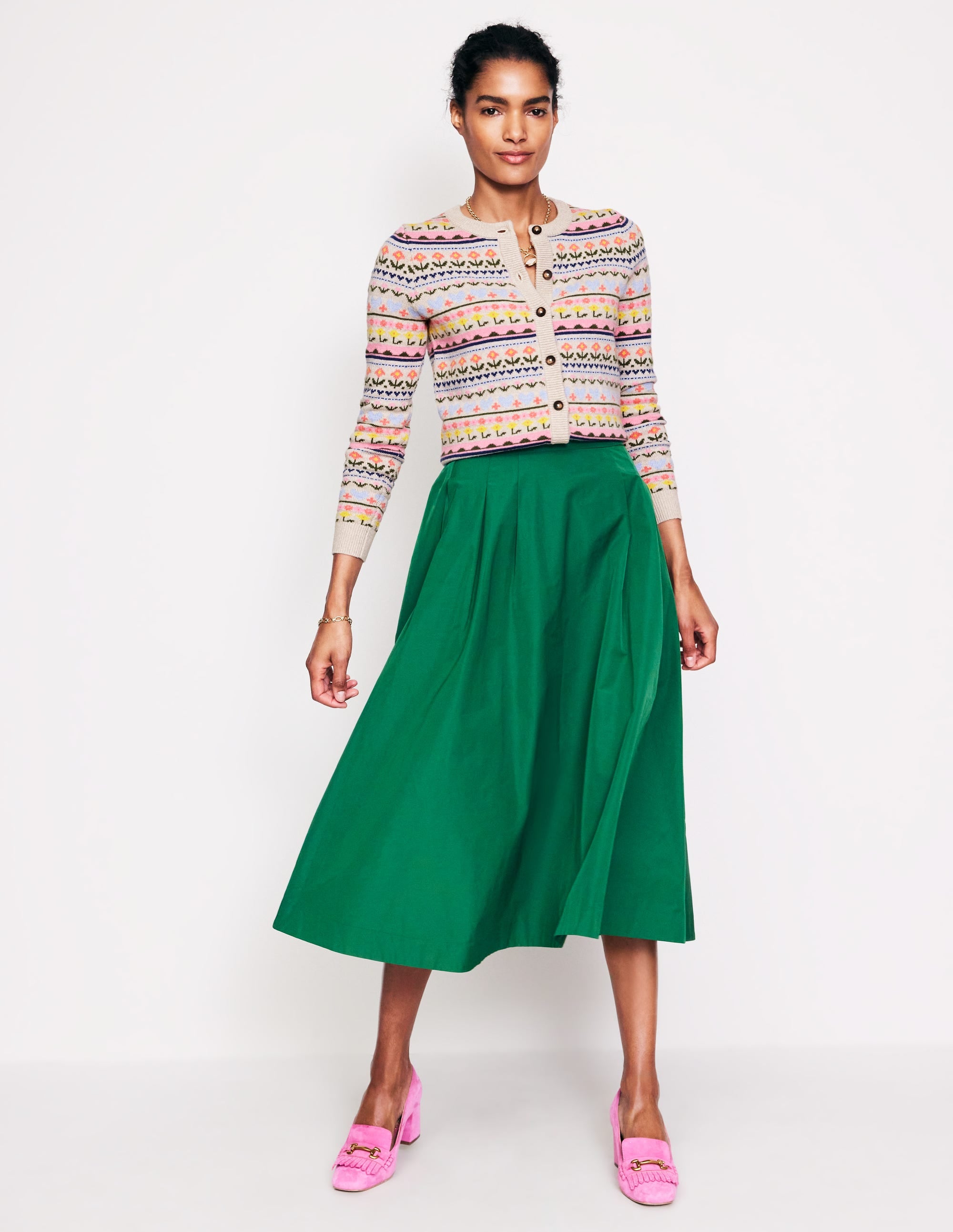 Edie Fair-Isle-Strickjacke-Haferflocken Meliert, Herzblume - Image 6