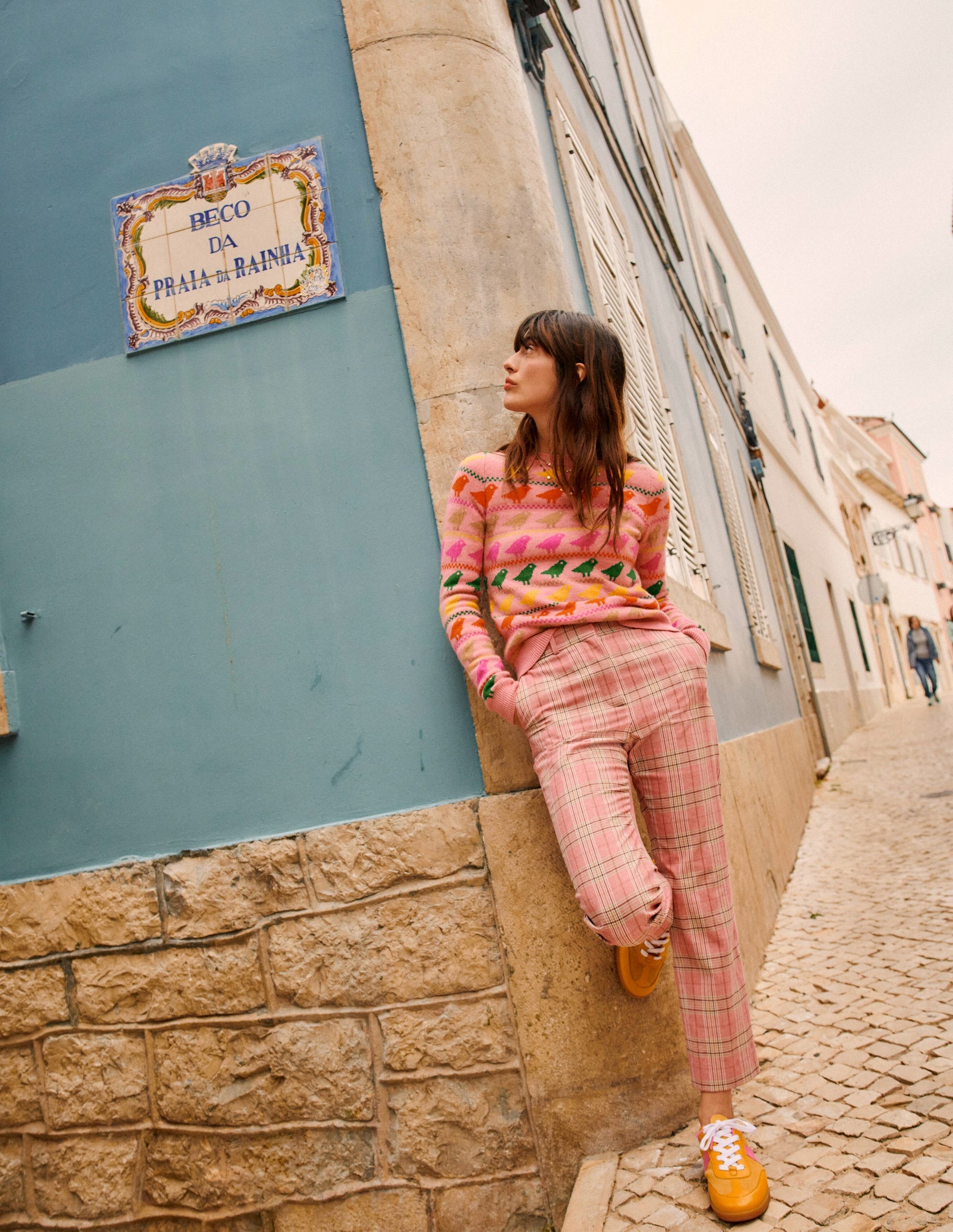 Edie Fair-Isle-Pullover-Rosa Vögel-7