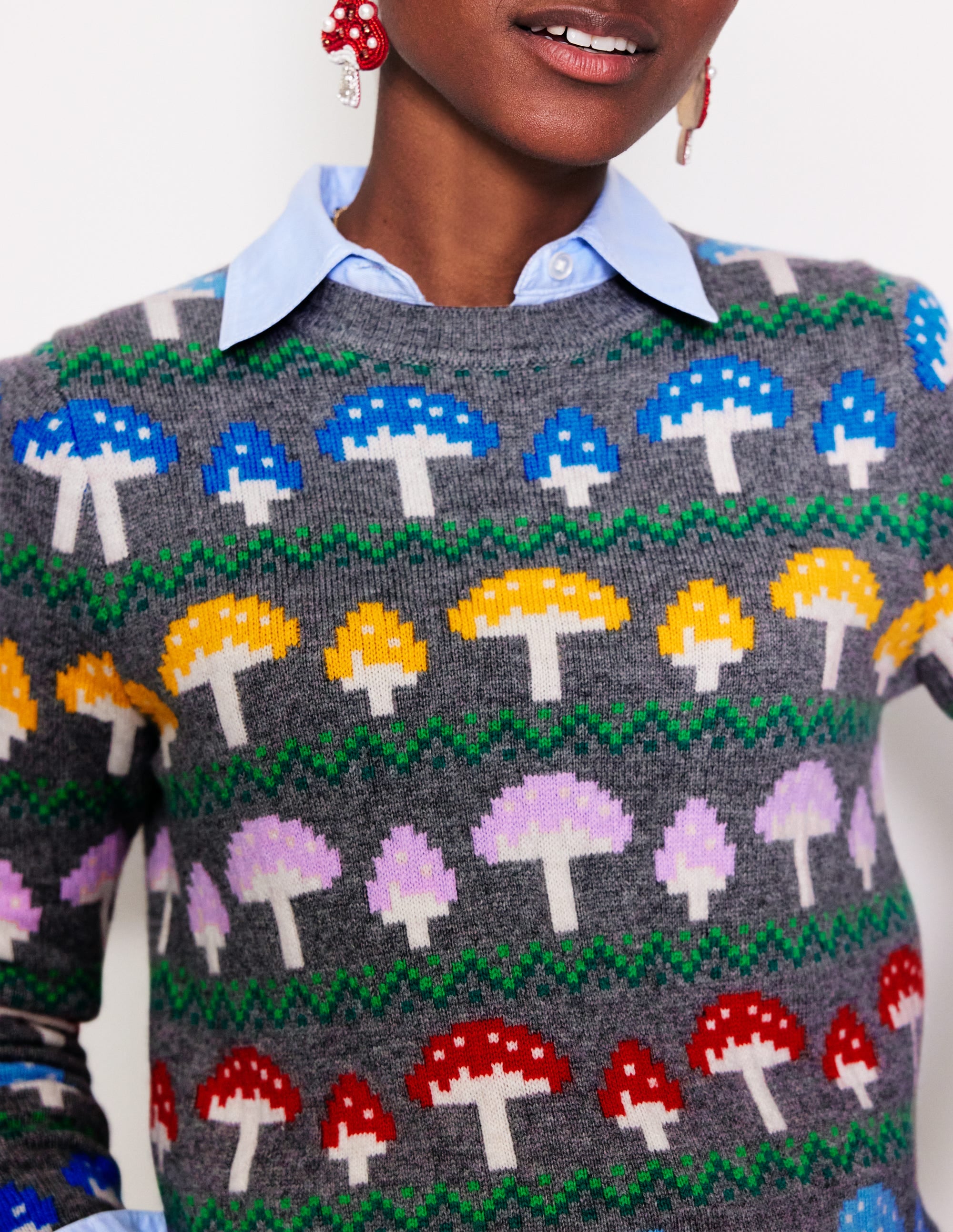 Edie Fair-Isle-Pullover-Grau Pilz - Image 2