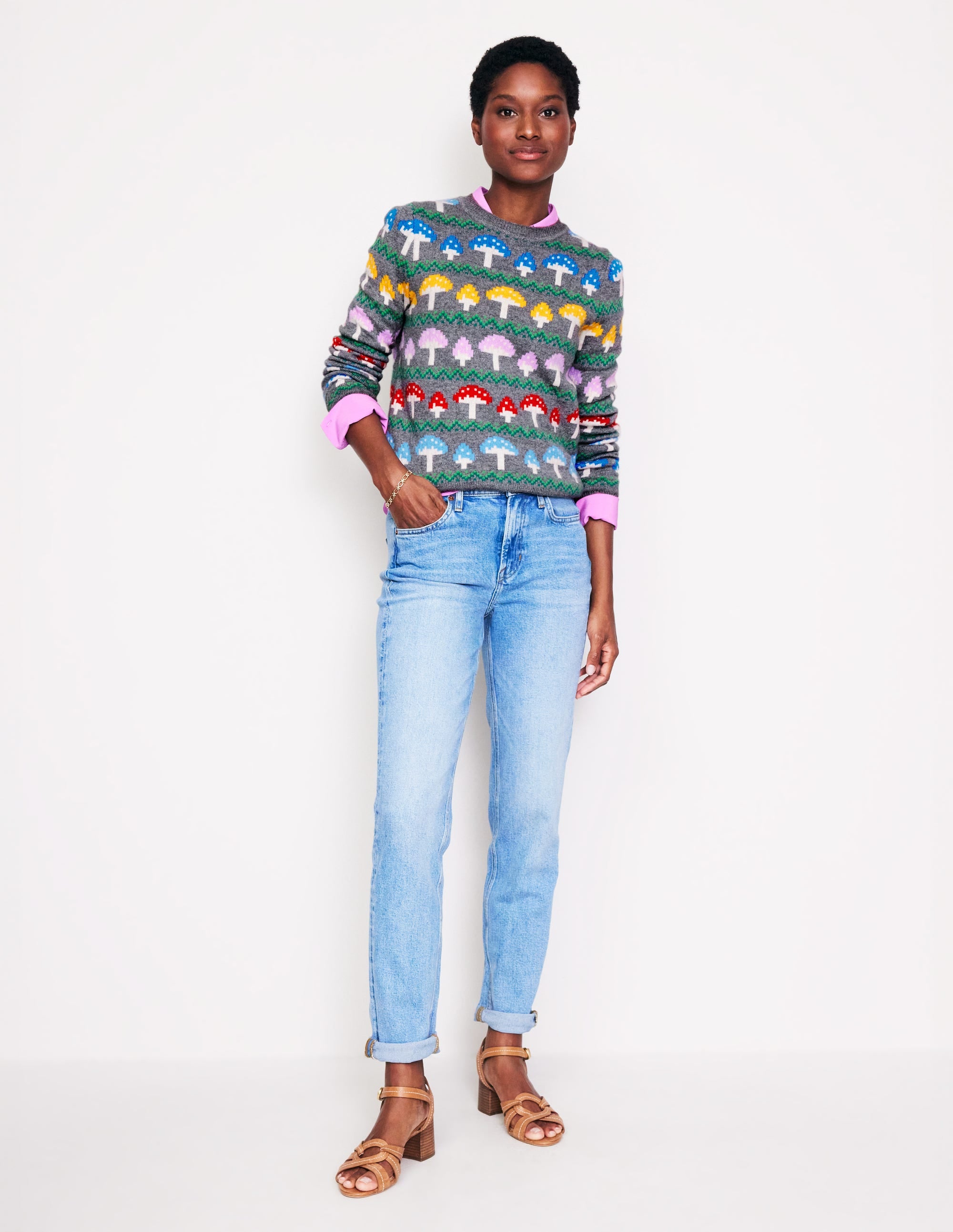 Edie Fair-Isle-Pullover-Grau Pilz - Image 5