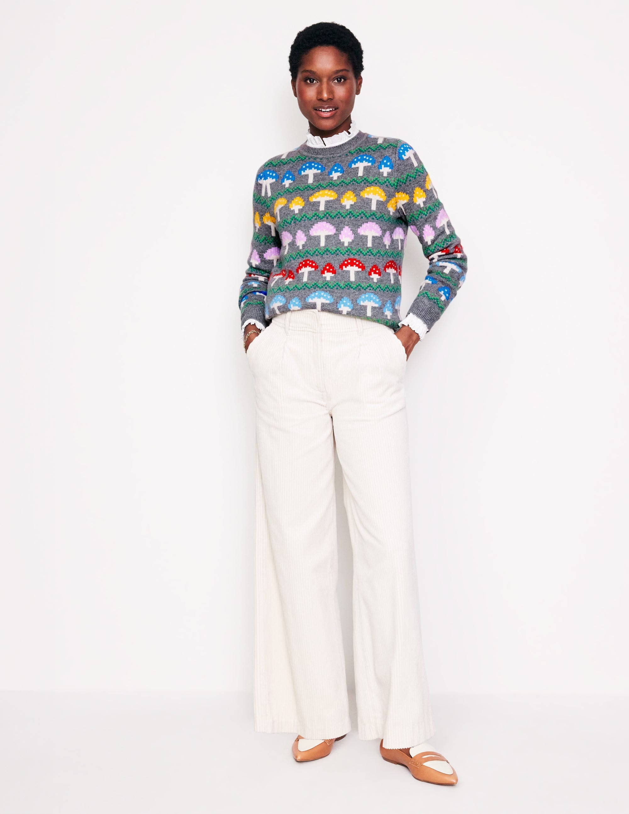 Edie Fair-Isle-Pullover-Grau Pilz - Image 6