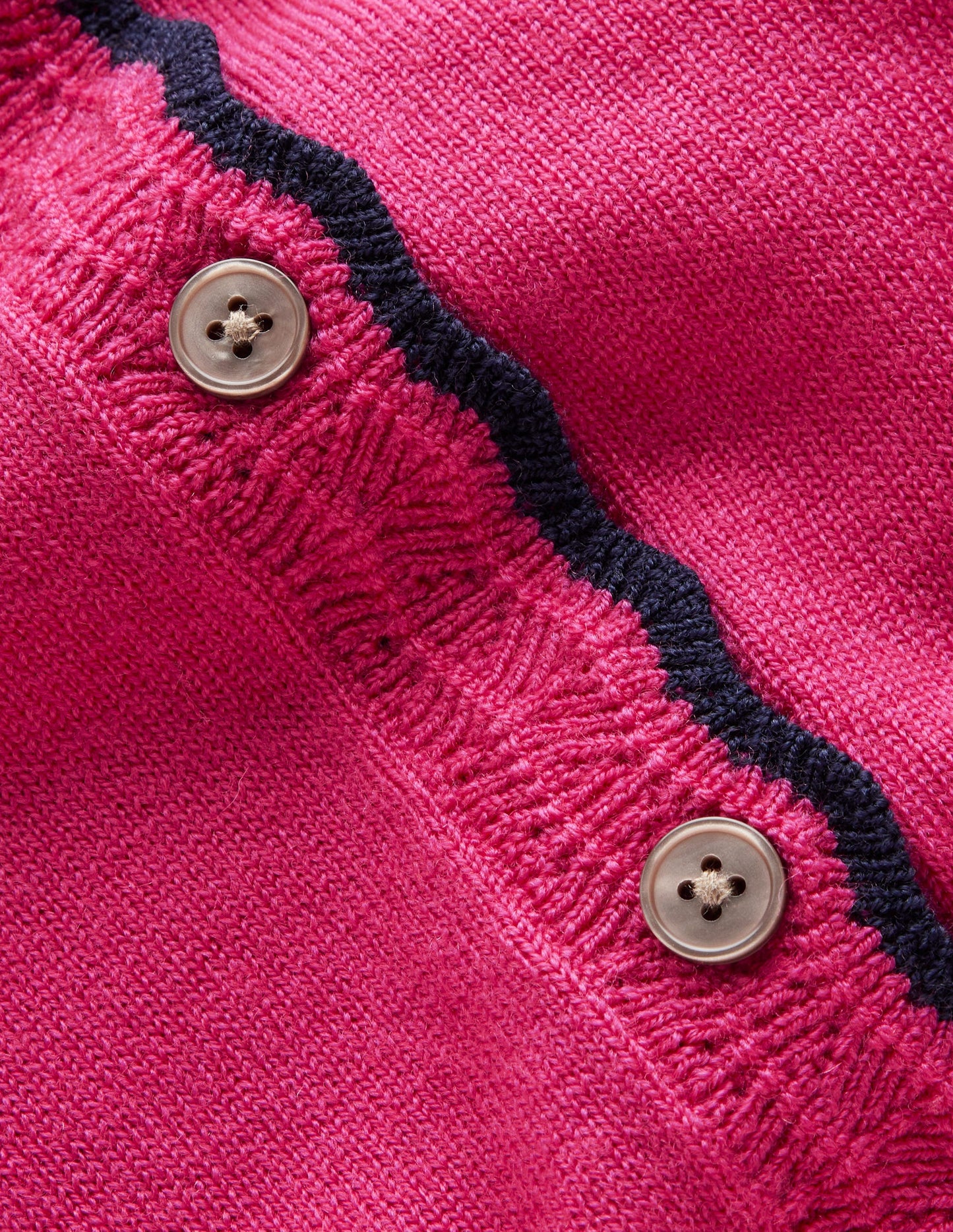 Merino-Strickjacke mit Muschelsaum-Kirschkonfitüre Pink