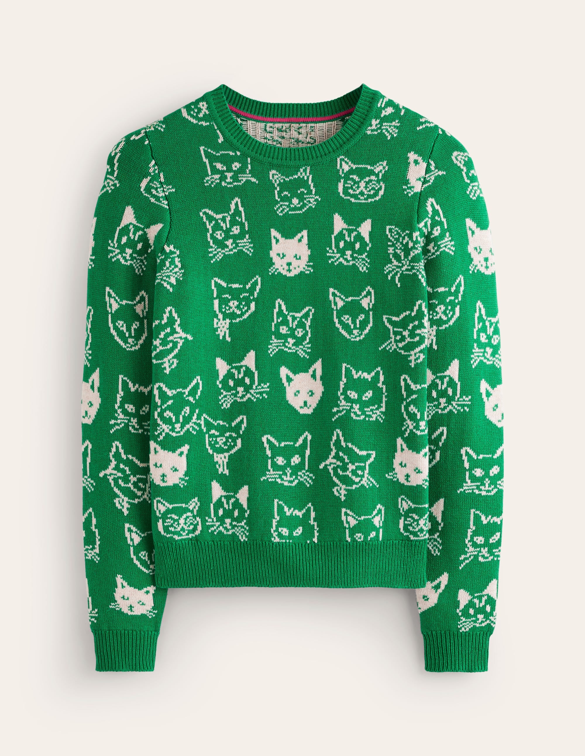 Pull Heather en jacquard-Vert émeraude profond, chats - Image 5