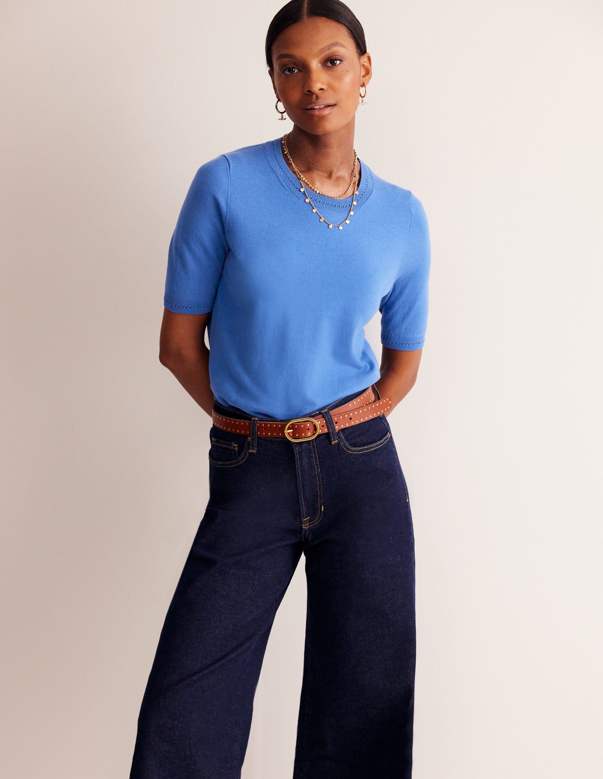 Catriona Cotton Crew T-Shirt-Blue Jay - Image 1