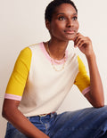 Catriona Cotton Crew T-Shirt-Warm Ivory/ Mimosa Yellow