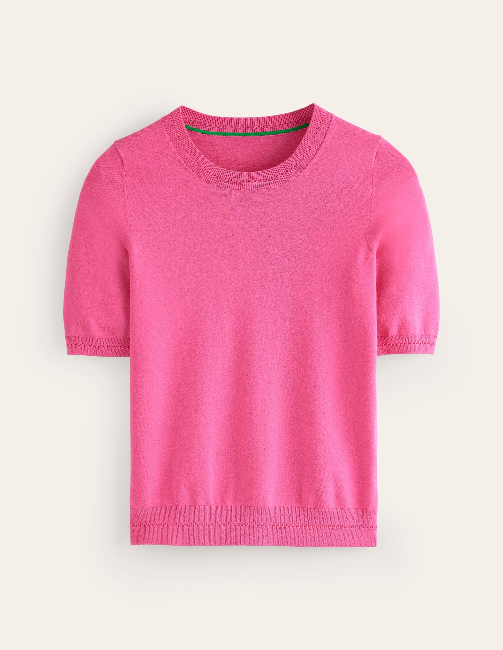 T-shirt col rond Catriona en coton-Rose carmin-2