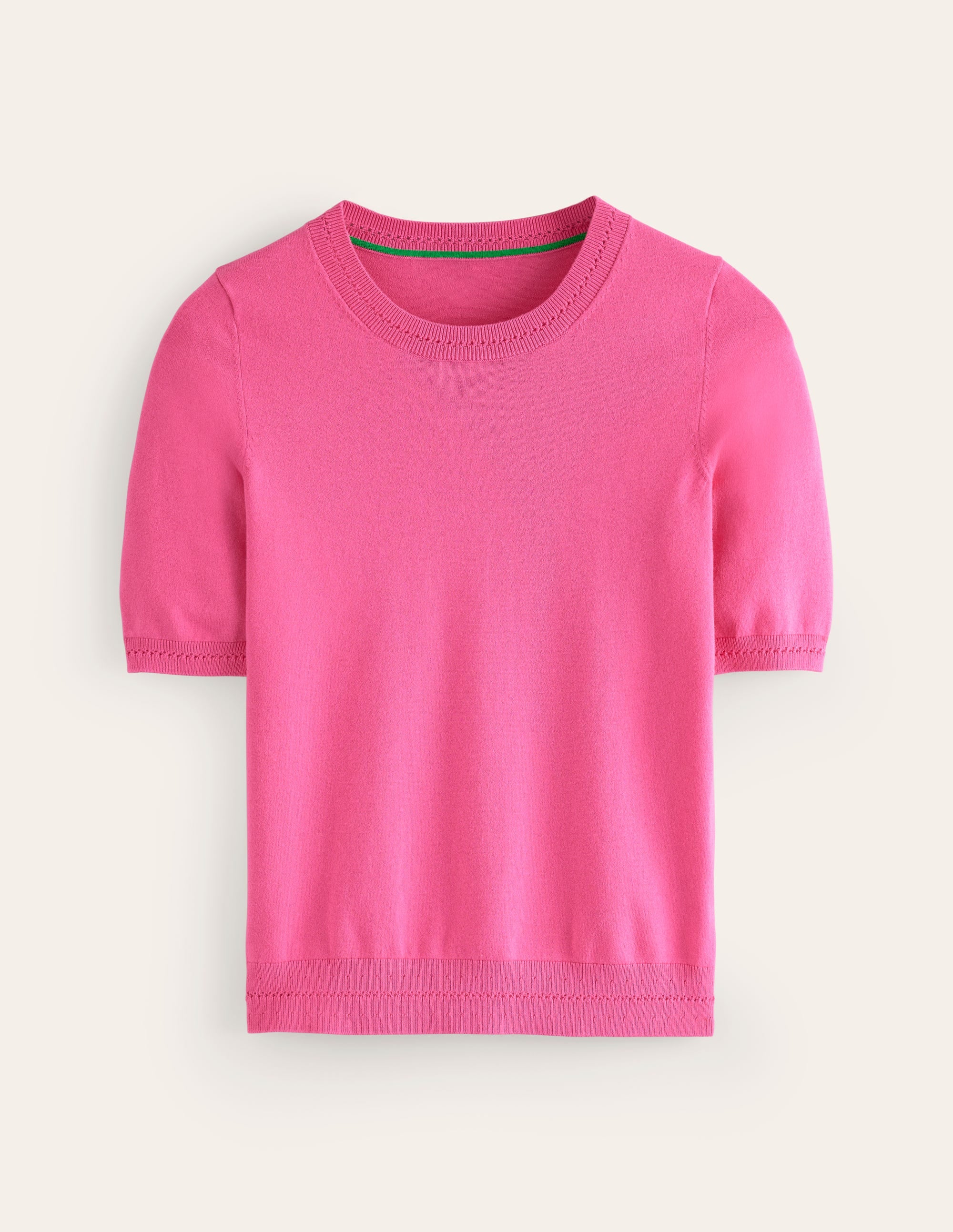 T-shirt col rond Catriona en coton-Rose carmin - Image 2