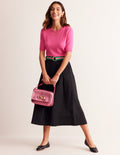 T-shirt col rond Catriona en coton-Rose carmin