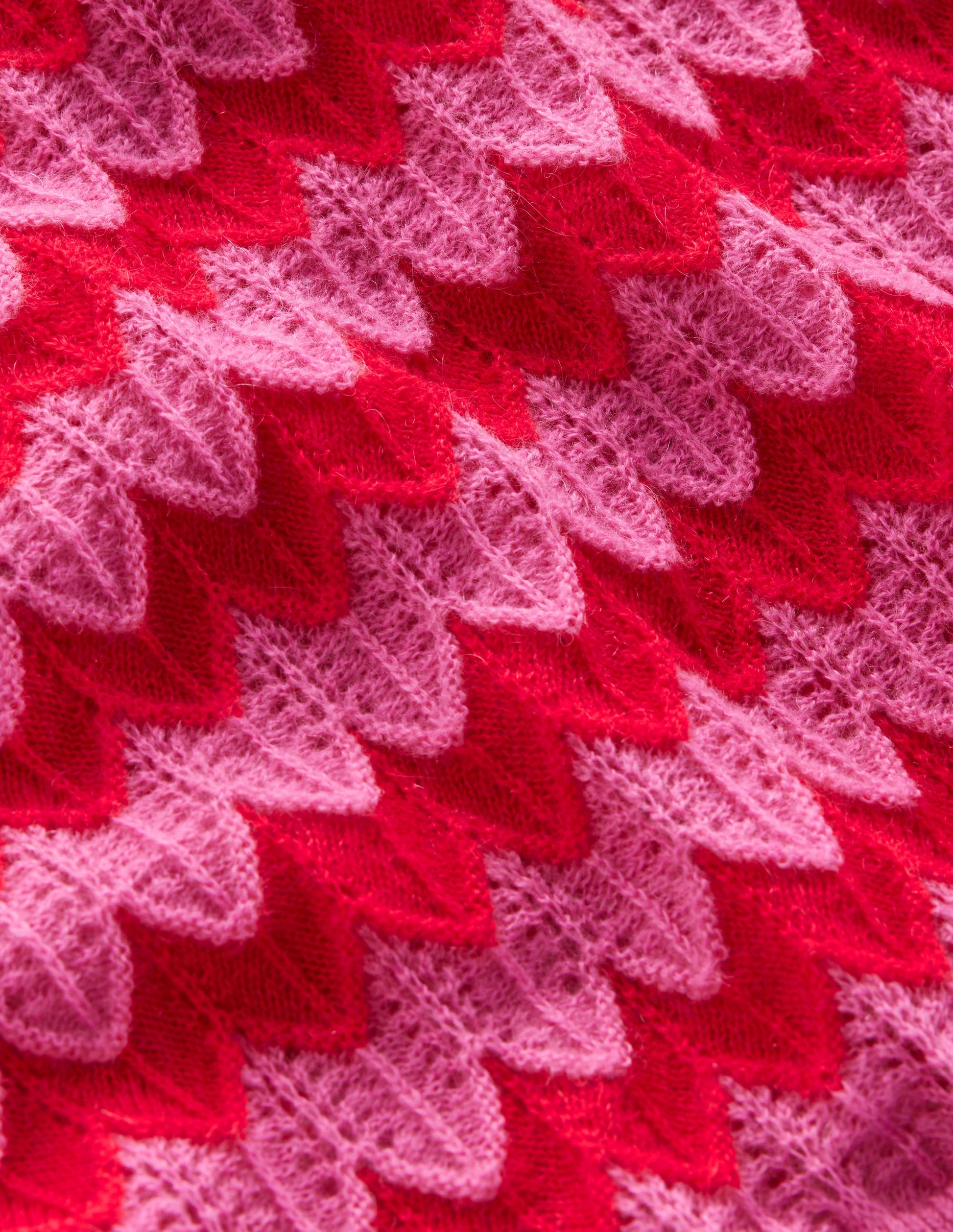 Flauschiger Pullover mit Struktur und Ziernaht-Rosa/Rot-6