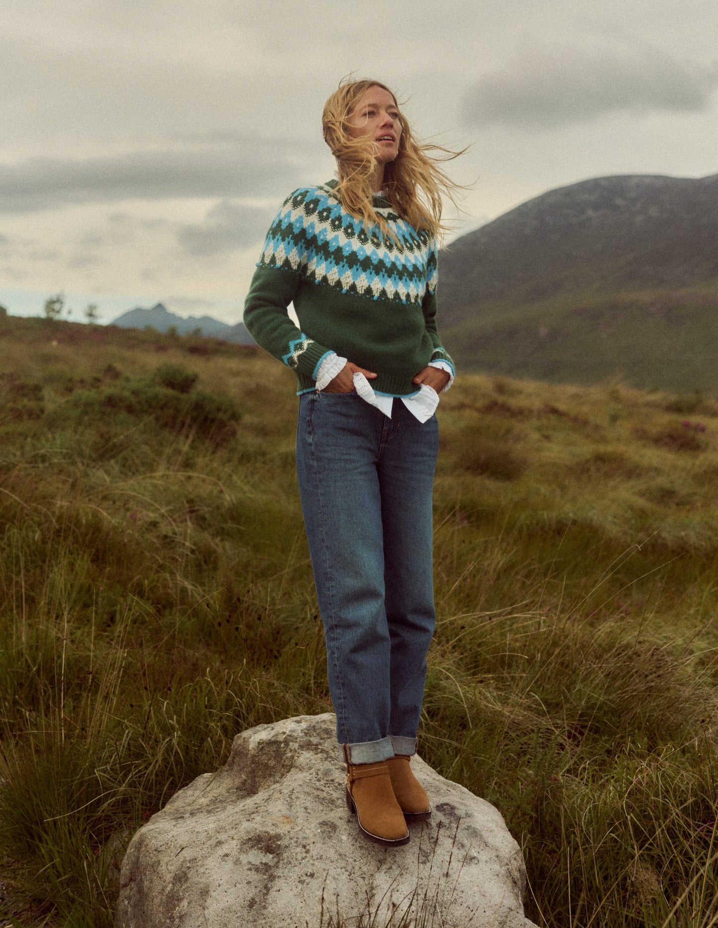 Eleanor Fair-Isle-Pullover-Kieferngrün