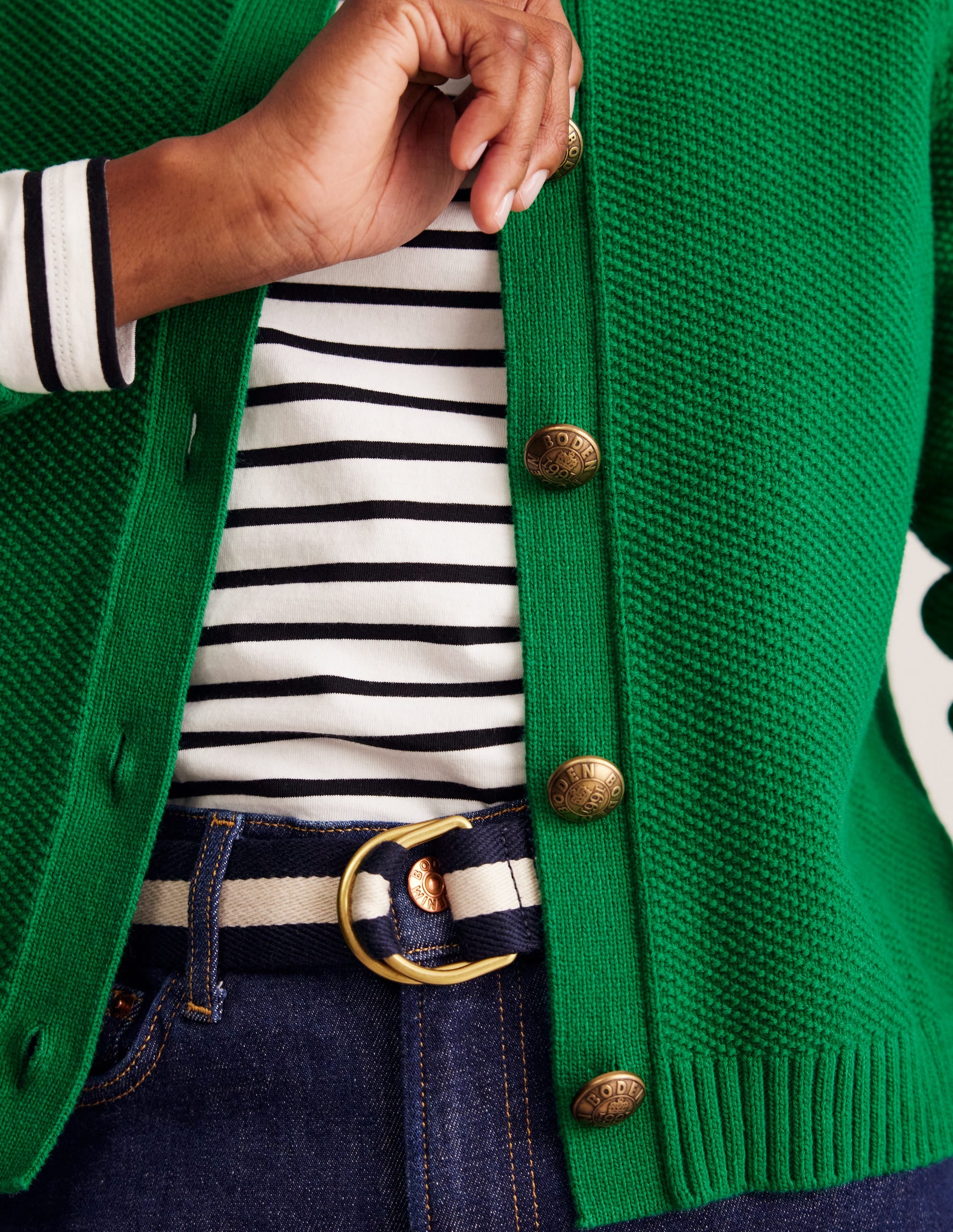 Gilet en maille à col-Vert émeraude profond - Image 2