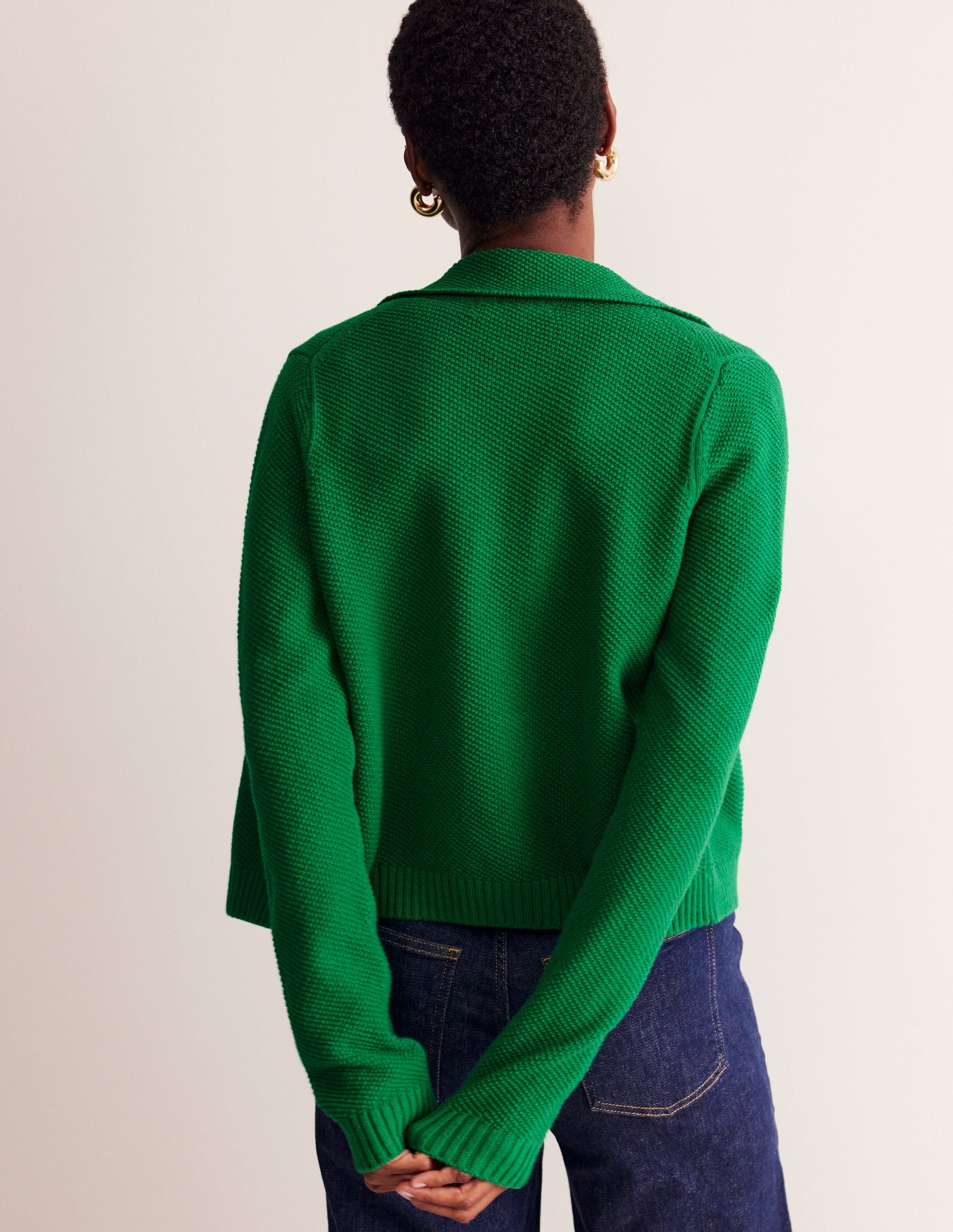 Gilet en maille à col-Vert émeraude profond-3