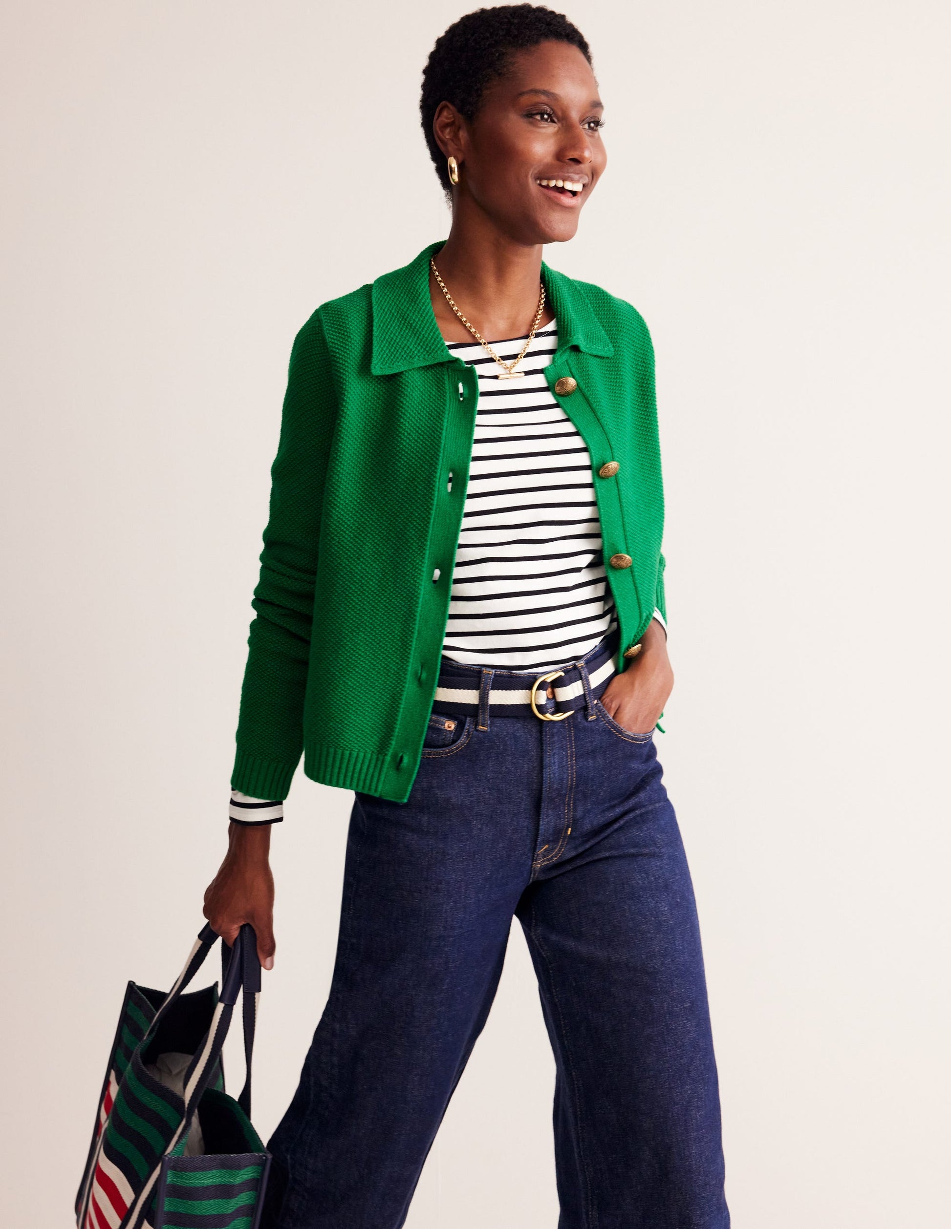 Gilet en maille à col-Vert émeraude profond-4