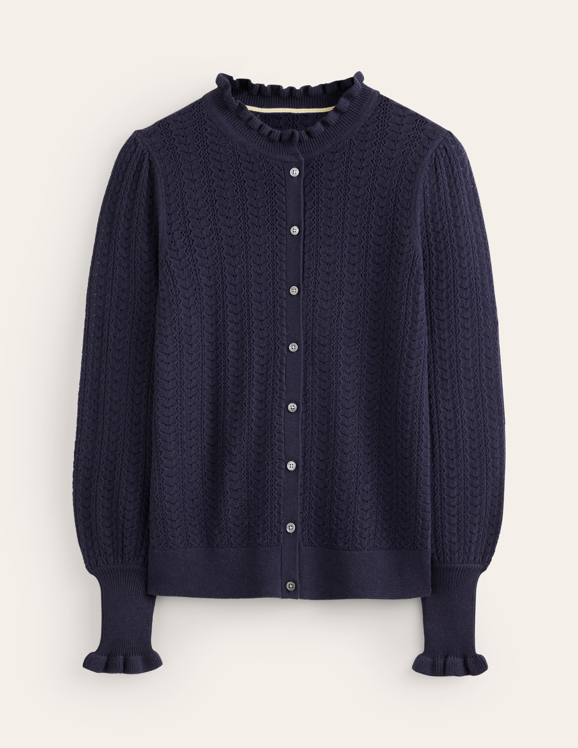 Tia Pointelle-Cardigan mit Rüschen-Aqua Marine Marl - Image 5