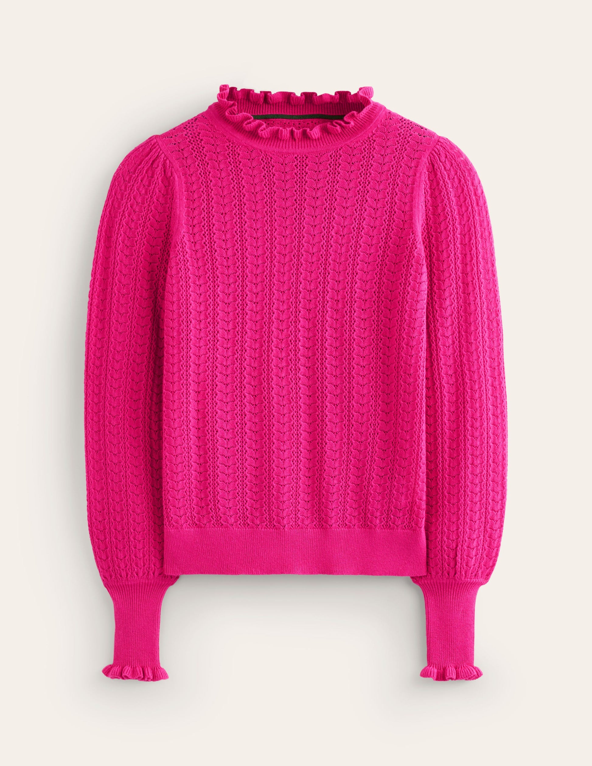 Pull Tia en pointelle à volants-Paon rose-6