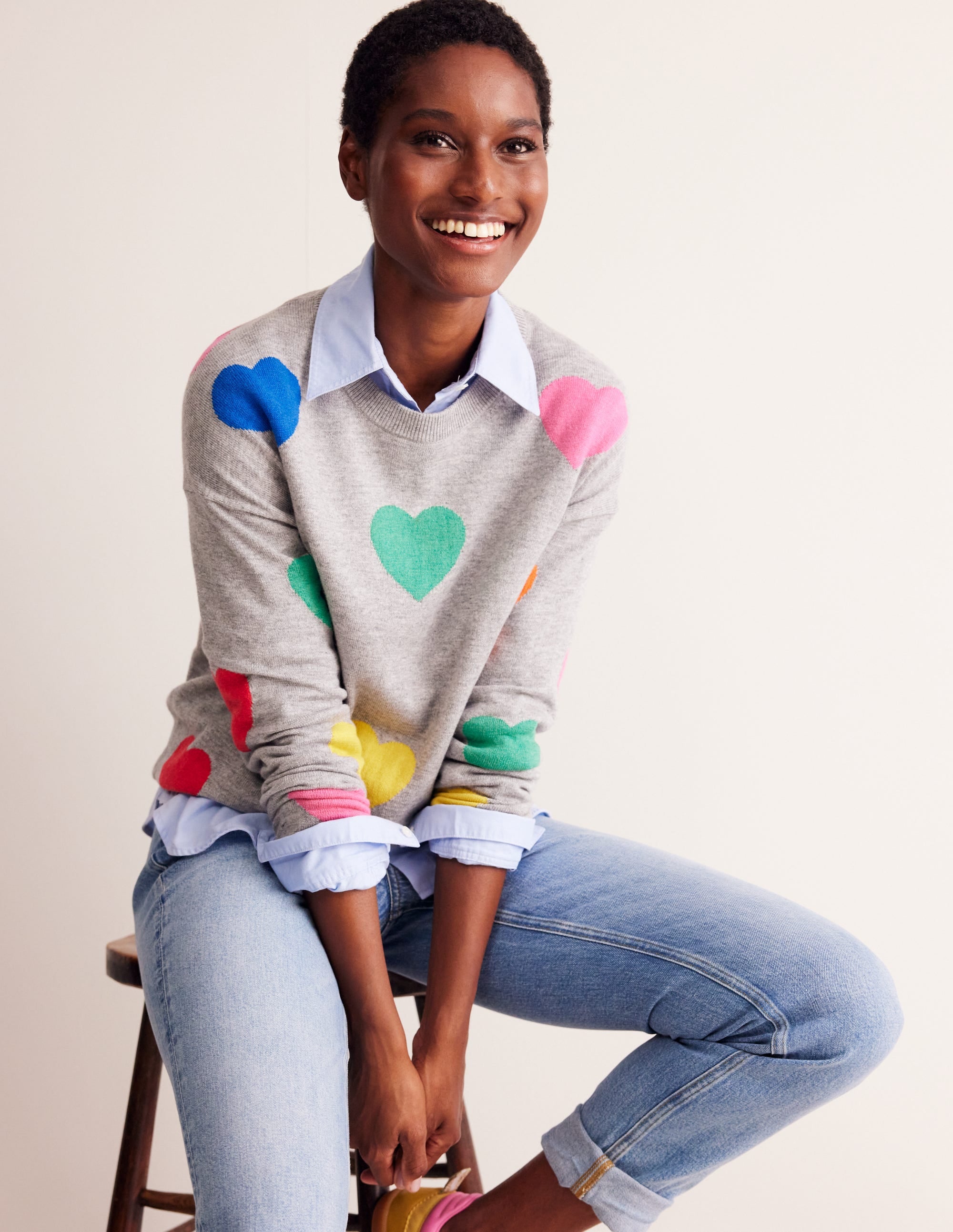 Pull Natasha fantaisie-Gris, cœurs - Image 1