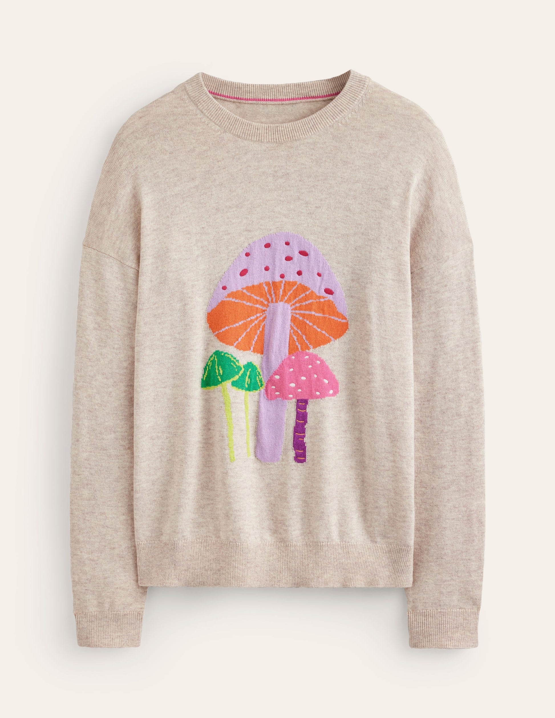 Natasha Pullover mit originellem Design-Haferbeige, Pilze-5