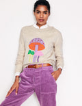 Natasha Pullover mit originellem Design-Haferbeige, Pilze