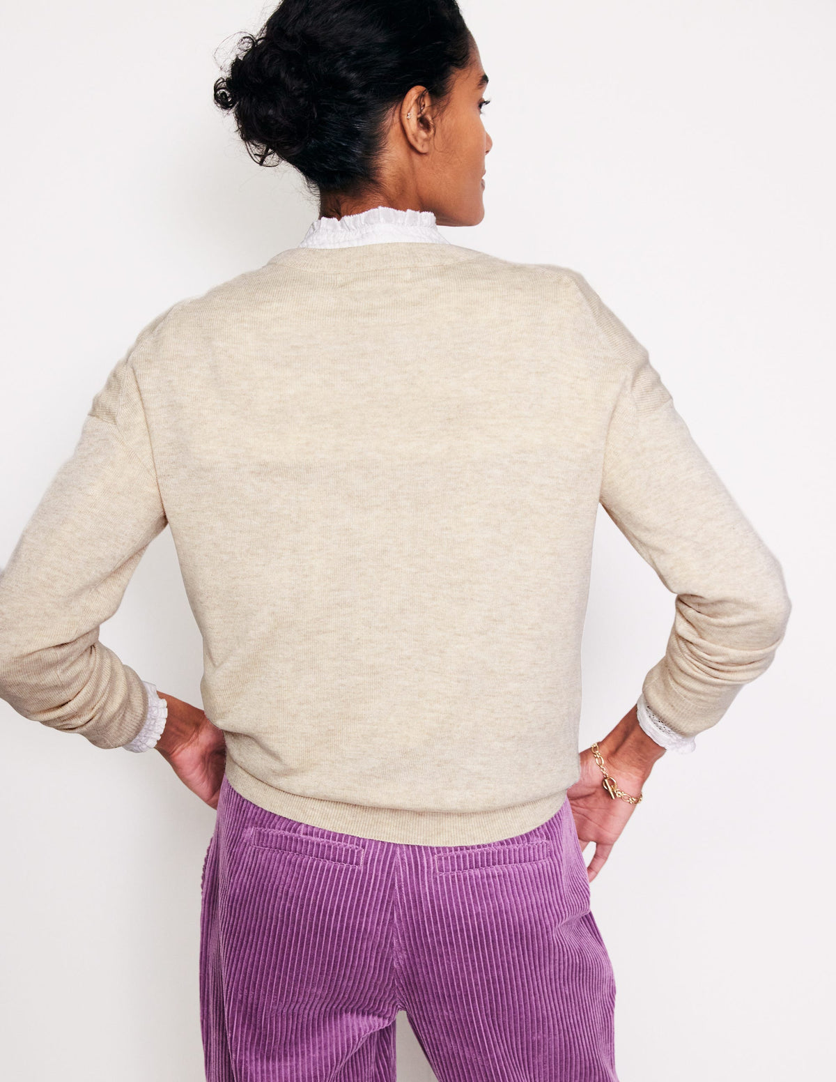 Natasha Pullover mit originellem Design-Haferbeige, Pilze - Image 3